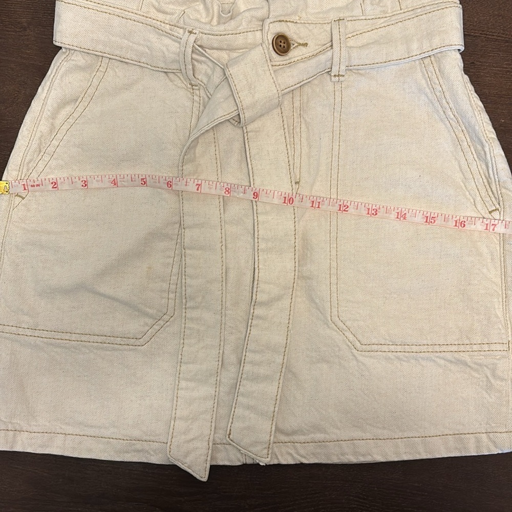 Free People Splendor In the Grass Skirt Paper bag Waist Cream Jean Size 2 - Picture 8 of 11